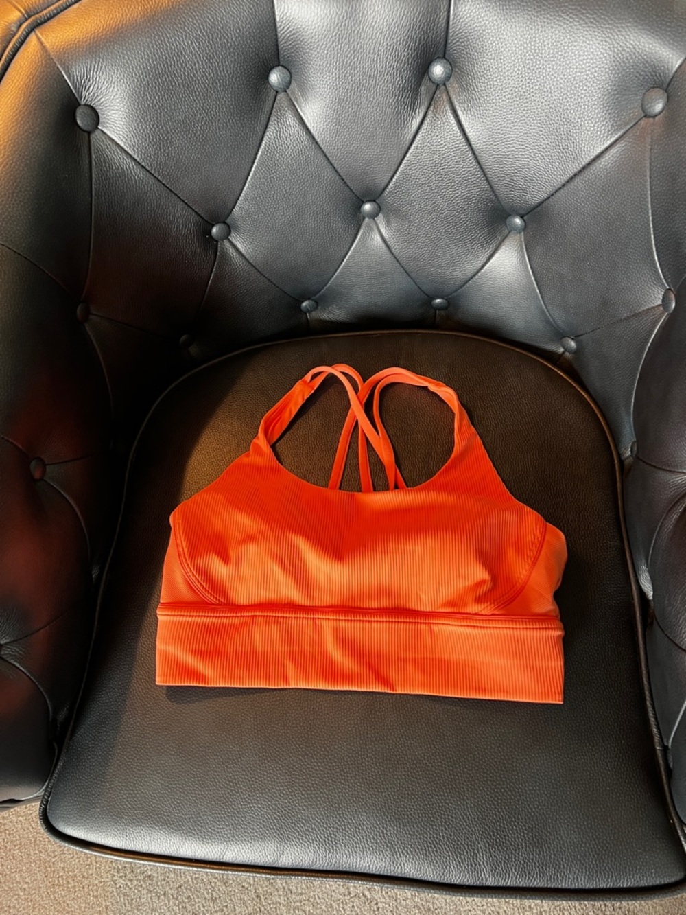 Lululemon Orange Ribbed Longline Energy Bra